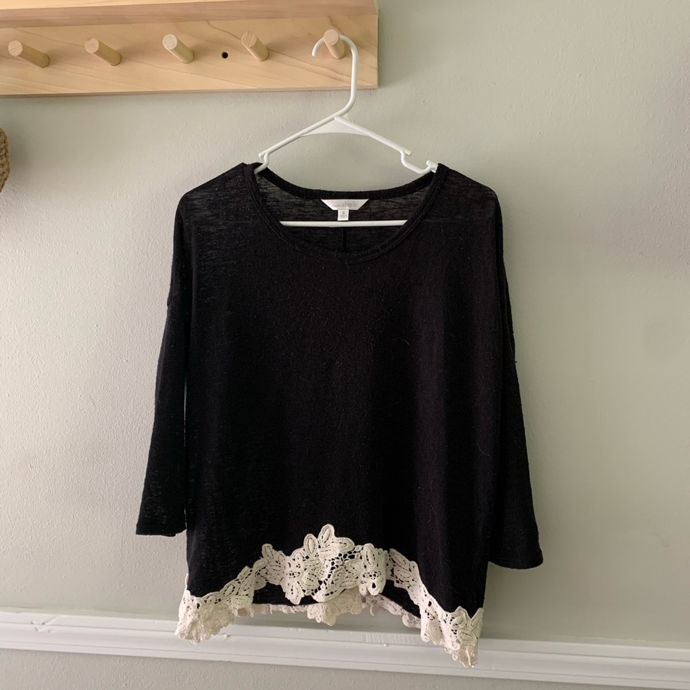 Charming Charlie Black Long Sleeve Lace Shirt | Size: S